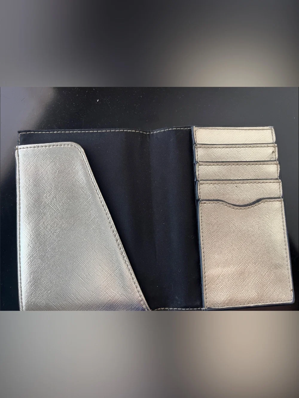 Victoria's Secret Silver Metallic Passport Cover with Gold Plaque - Picture 2 of 3